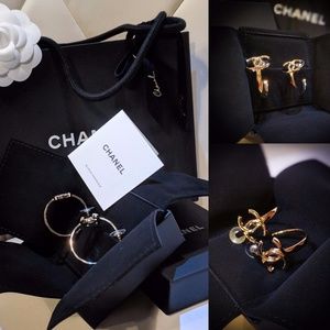 🚫SOLD🚫 CHANEL GOLD HOOP LOGO CC EARRINGS STUD